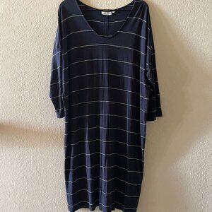 Masai Copenhagen Nyrini relaxed jersey dress in a navy and white stripe XL